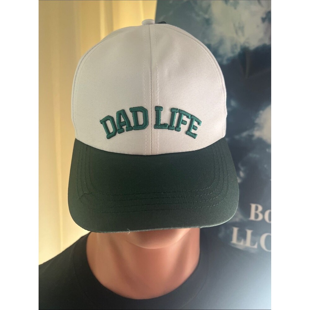 #2110**Dad Life White and Dark Green Trucker Cap